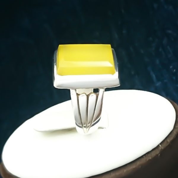 انگشتر نقره دست ساز مردانه طرح زنجانی با نگین شرف الشمس + حکاکی - Image 3