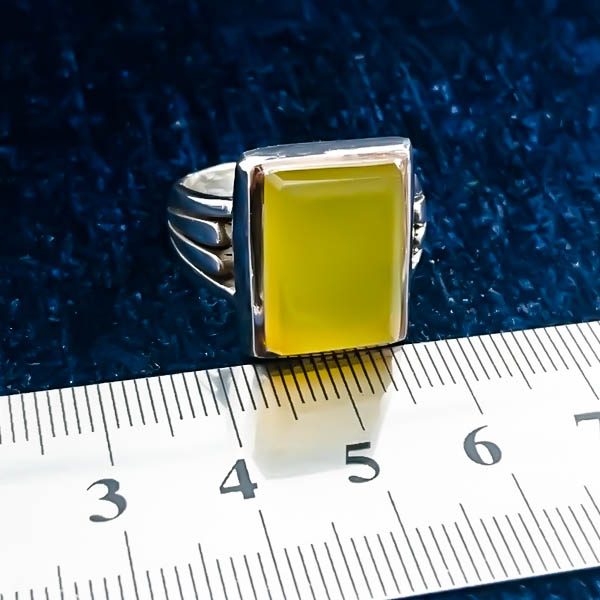 انگشتر نقره دست ساز مردانه طرح زنجانی با نگین شرف الشمس + حکاکی - Image 4