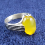 انگشتر نقره پسرانه طرح ۴ چنگ با نگین شرف الشمس + حکاکی - Image 4