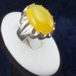 انگشتر نقره دست ساز مردانه طرح خورشیدی با نگین شرف الشمس + حکاکی