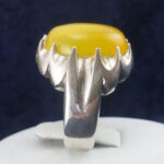 انگشتر نقره دست ساز مردانه طرح خورشیدی با نگین شرف الشمس + حکاکی - Image 2