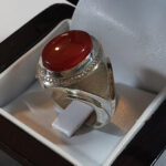 انگشتر نقره مردانه بسیار شیک با نگین شرف الشمس یمنی + حکاکی - Image 4