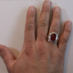 انگشتر نقره مردانه بسیار شیک با نگین شرف الشمس یمنی + حکاکی - Image 2