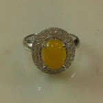 انگشتر نقره زنانه طرح گل با نگین شرف الشمس + حکاکی - Image 2