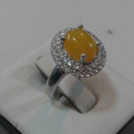 انگشتر نقره زنانه طرح گل با نگین شرف الشمس + حکاکی - Image 4