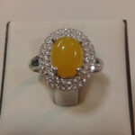 انگشتر نقره زنانه طرح گل با نگین شرف الشمس + حکاکی - Image 3