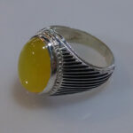 انگشتر نقره مردانه طرح فیلی خط دار با نگین شرف شمس + حکاکی