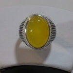 انگشتر نقره مردانه طرح فیلی خط دار با نگین شرف شمس + حکاکی - Image 3