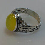 انگشتر نقره مردانه طرح شبکه با نگین شرف الشمس + حکاکی