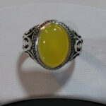 انگشتر نقره مردانه طرح شبکه با نگین شرف الشمس + حکاکی - Image 3