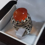 انگشتر نقره مردانه فاخر با نگین شرف الشمس "یمنی" + حکاکی - Image 3