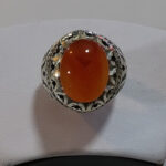 انگشتر نقره مردانه فاخر با نگین شرف الشمس "یمنی" + حکاکی - Image 2