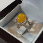 انگشتر نقره زنانه طرح شقایق با نگین شرف الشمس + حکاکی - Image 2