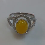 انگشتر نقره زنانه طرح شقایق با نگین شرف الشمس + حکاکی - Image 4