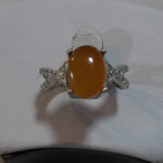 انگشتر نقره زنانه طرح رز با نگین شرف الشمس یمنی + حکاکی - Image 3