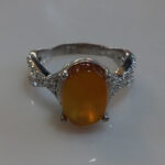 انگشتر نقره زنانه طرح رز با نگین شرف الشمس یمنی + حکاکی - Image 4