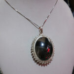 گردنبند نقره زنانه دست ساز دور نگین با حدید صینی کوچک+حکاکی ذکر افزایش رزق و روزی - Image 3