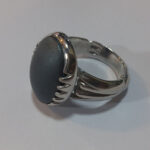 انگشتر نقره مردانه طرح پا اردکی با نگین حدید صینی+حکاکی ذکر امام علی (ع)