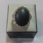 انگشتر نقره مردانه طرح صفوی اشکی با نگین حدید صینی+حکاکی ذکر افزایش رزق و روزی - Image 2