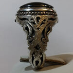 انگشتر نقره مردانه دست ساز پیچک نگین حدید صینی+حکاکی ذکر امام علی (ع) - Image 2