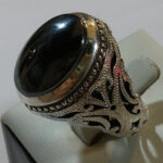 انگشتر نقره مردانه دست ساز پیچک نگین حدید صینی+حکاکی ذکر امام علی (ع) - Image 3