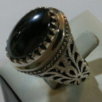 انگشتر نقره مردانه دست ساز شاه عباسی دور چنگ نگین حدید صینی+حکاکی ذکر امام علی (ع) - Image 3