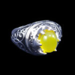 انگشتر نقره مردانه طرح اسلیمی با نگین شرف الشمس + حکاکی - Image 3