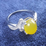 انگشتر نقره زنانه طرح یاس با نگین شرف الشمس + حکاکی - Image 3