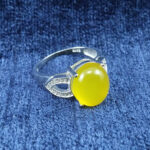 انگشتر نقره زنانه طرح رز با نگین شرف الشمس + حکاکی - Image 2