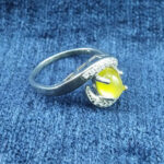 انگشتر نقره زنانه طرح لاله با نگین شرف الشمس + حکاکی - Image 4