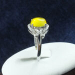 انگشتر نقره زنانه طرح شکوفه با نگین شرف الشمس + حکاکی - Image 3