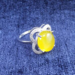 انگشتر نقره زنانه طرح شاپرک با نگین شرف الشمس + حکاکی - Image 2