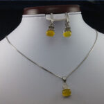 ست نقره زنانه طرح اقاقیا با نگین شرف شمس + حکاکی - Image 2