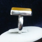 انگشتر نقره دست ساز مردانه طرح صفوی چهارگوش با نگین شرف الشمس + حکاکی - Image 2