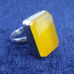 انگشتر نقره دست ساز مردانه طرح صفوی چهارگوش با نگین شرف الشمس + حکاکی - Image 3