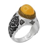 انگشتر نقره مردانه طرح یاحسین (ع) نگین شرف الشمس + حکاکی