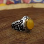 انگشتر نقره مردانه طرح یاحسین (ع) نگین شرف الشمس + حکاکی - Image 3