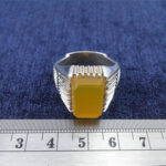 انگشتر نقره دست ساز مردانه دورچنگ شطرنجی با نگین شرف الشمس + حکاکی - Image 4