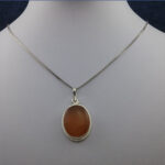 گردنبند زنانه و مردانه طرح دورساده با نگین شرف شمس یمنی + حکاکی - Image 2