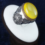 انگشتر نقره مردانه طرح یاعلی (ع) نگین شرف الشمس + حکاکی