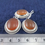 گردنبند زنانه طرح دورفنری با نگین شرف شمس یمنی + حکاکی - Image 4