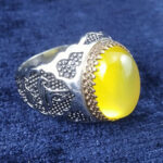 انگشتر نقره مردانه طرح یاعلی (ع) نگین شرف الشمس + حکاکی - Image 3