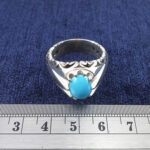 انگشتر نقره مردانه طرح دورچنگ دورشبکه با نگین فیروزه - Image 4