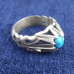 انگشتر نقره مردانه طرح شبکه دورچنگ کوچک با نگین فیروزه - Image 3