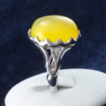 انگشتر نقره مردانه طرح صفوی دور چنگ با نگین شرف الشمس + حکاکی - Image 2