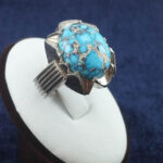 انگشتر نقره مردانه طرح دورچنگ خط راست با نگین فیروزه