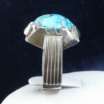 انگشتر نقره مردانه طرح دورچنگ خط راست با نگین فیروزه - Image 2