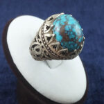 انگشتر نقره مردانه طرح شبکه دو آدمی بزرگ با نگین فیروزه