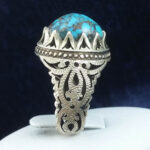 انگشتر نقره مردانه طرح شبکه دو آدمی بزرگ با نگین فیروزه - Image 2