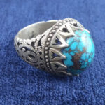 انگشتر نقره مردانه طرح شبکه دو آدمی بزرگ با نگین فیروزه - Image 3